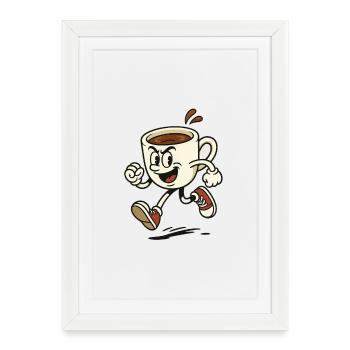Vibrant Coffee Mug Running Design - Framed poster (27 × 37 cm) - white - Front