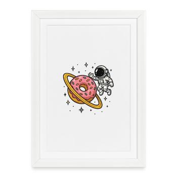 Space Astronaut with Donut Planet - Framed poster (27 × 37 cm) - white - Front
