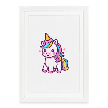 Colorful unicorn with rainbow mane - Framed poster (27 × 37 cm) - white - Front
