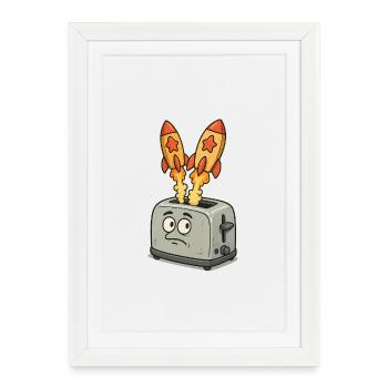 Space rockets in the toaster - Framed poster (27 × 37 cm) - white - Front