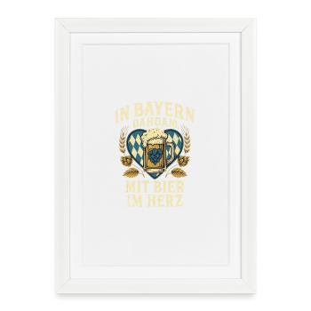Chez soi en Bavière – la bière au cœur - Affiche encadrée (27 × 37 cm) - blanc - Devant