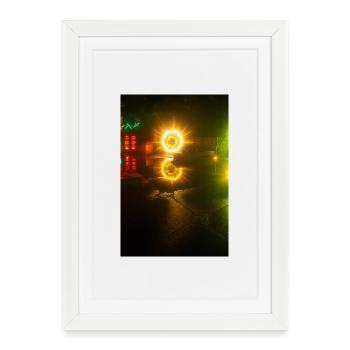 Glowing Neon Reflection Motif - Framed poster (27 × 37 cm) - white - Front
