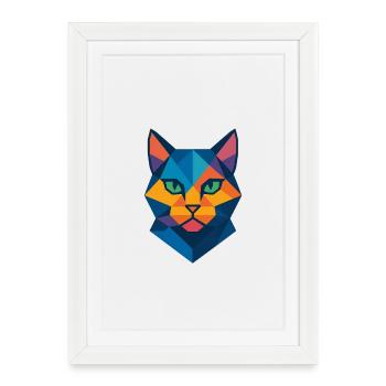 Cat | Cat Head Print / Print / Design - Framed poster (27 × 37 cm) - white - Front
