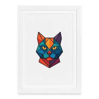 Cat | Cat Head Print / Print / Design - Framed poster (27 × 37 cm) - white - Front