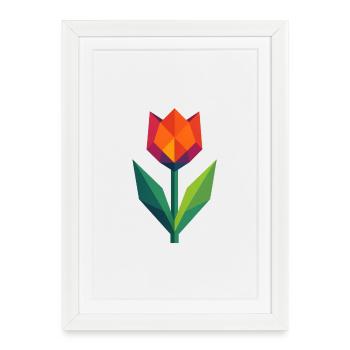 Tulipe | géométrique coloré - Affiche encadrée (27 × 37 cm) - blanc - Devant