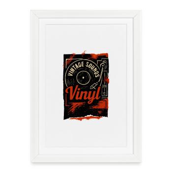 Vinyl Groove Retro Turntable - Framed poster (27 × 37 cm) - white - Front