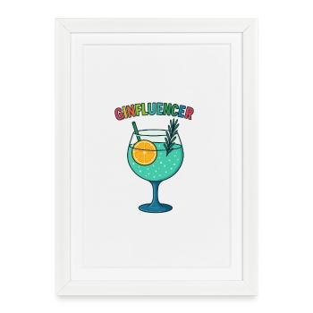 GinInfluencer Cocktail Illustration Gin - Affiche encadrée (27 × 37 cm) - blanc - Devant