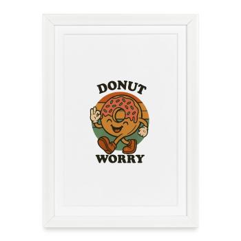 Dessin animé Donut Worry - Affiche encadrée (27 × 37 cm) - blanc - Devant