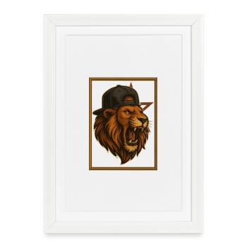 Lion de L'4tlas - Affiche encadrée (27 × 37 cm) - blanc - Devant