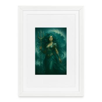 Déesse des Océans – Trident et Vagues - Affiche encadrée (27 × 37 cm) - blanc - Devant