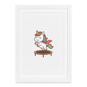 Trampoline Unicorn Jumping Magic - Framed poster (27 × 37 cm) - white - Front