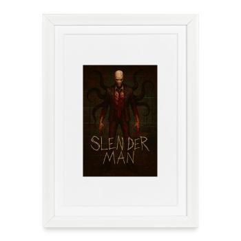 Slender Man Forest Horror Glitch Poster Tee Design - Framed poster (27 × 37 cm) - white - Front