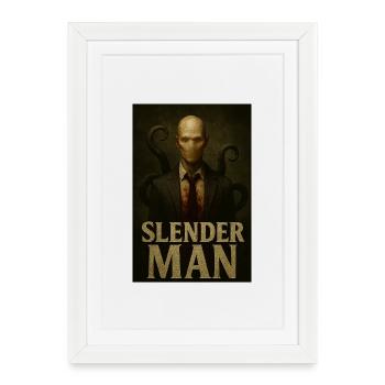 Slender Man VHS Forest Glitch Horror Tee - Framed poster (27 × 37 cm) - white - Front