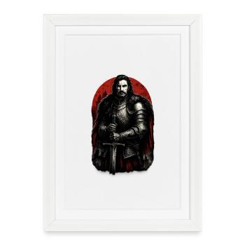 Dark Fantasy Noble Knight – Design médiéval - Affiche encadrée (27 × 37 cm) - blanc - Devant