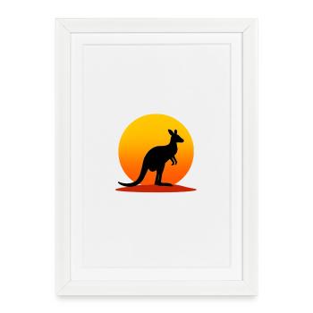 Kangaroo Outback Sunset – Australia Shirt - Framed poster (27 × 37 cm) - white - Front