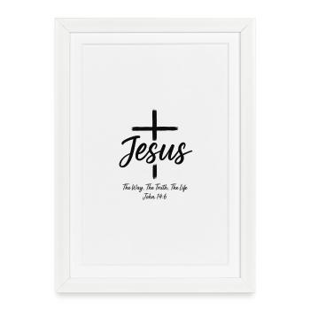 Citation de la Bible chrétienne - Jésus - Affiche encadrée (27 × 37 cm) - blanc - Devant