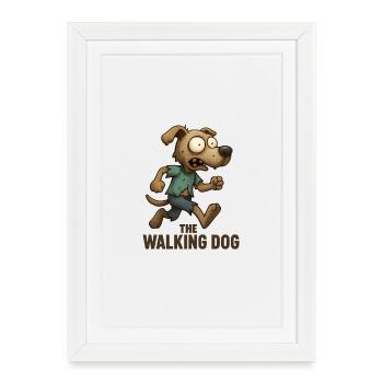 Le chien qui marche : course désespérée - Affiche encadrée (27 × 37 cm) - blanc - Devant