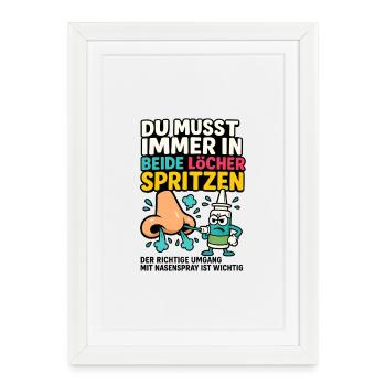 Il faut toujours creuser dans les deux trous - Nasenspay - Affiche encadrée (27 × 37 cm) - blanc - Devant