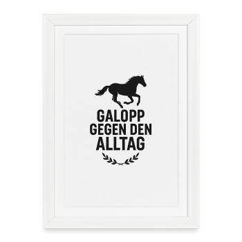 Horse, gallop against everyday life - Framed poster (27 × 37 cm) - white - Front