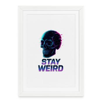 Restez bizarre Neon Skull - Affiche encadrée (27 × 37 cm) - blanc - Devant
