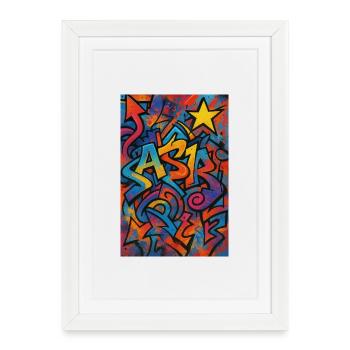 Astr Graffiti Explosion de couleurs - Affiche encadrée (27 × 37 cm) - blanc - Devant