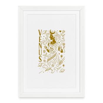 Venus Celestial Line Art Goddess - Framed poster (27 × 37 cm) - white - Front