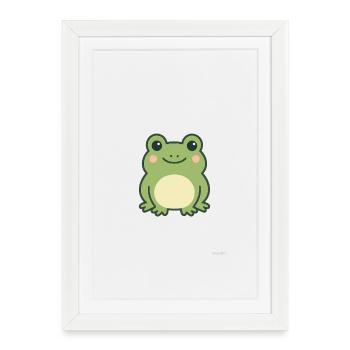 Grenouille Kawaii - Affiche encadrée (27 × 37 cm) - blanc - Devant