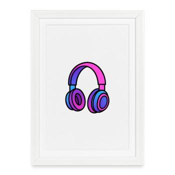 Illustration de casque dégradé de néon - Affiche encadrée (27 × 37 cm) - blanc - Devant