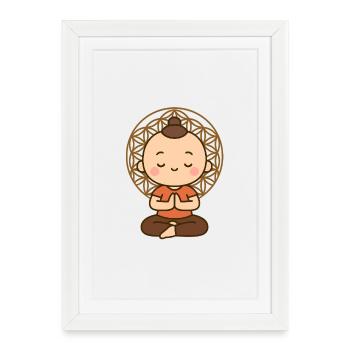 Méditation devant la Fleur de Vie - Affiche encadrée (27 × 37 cm) - blanc - Devant