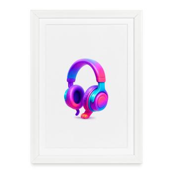 Casque Neon Gradient - Affiche encadrée (27 × 37 cm) - blanc - Devant