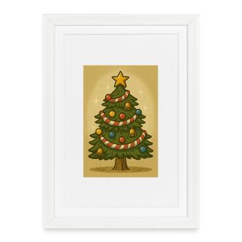 Christmas tree with sugar string and bells - Framed poster (27 × 37 cm) - white - Front
