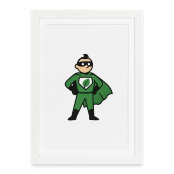 Eco superhero in green cape - Framed poster (27 × 37 cm) - white - Front