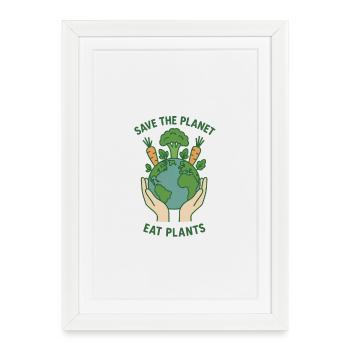 Sauvez la planète Mangez des plantes - Affiche encadrée (27 × 37 cm) - blanc - Devant