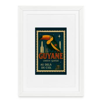 Toucans and rockets in French Guiana - Framed poster (27 × 37 cm) - white - Front