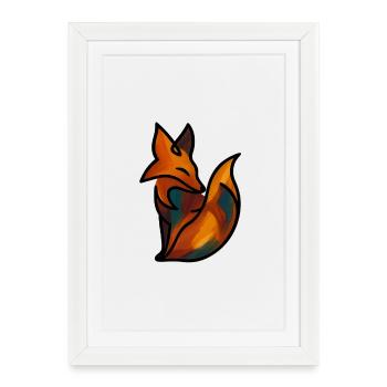 Le renard - Affiche encadrée (27 × 37 cm) - blanc - Devant