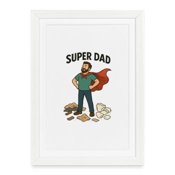 Super Dad Capeheld - Framed poster (27 × 37 cm) - white - Front