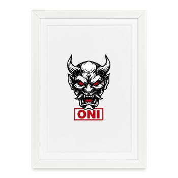 Japanese Oni Mask Demon Horror T-Shirt Design - Framed poster (27 × 37 cm) - white - Front