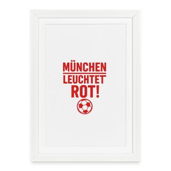 Munich s’illumine en rouge – Motif de la ville du football - Affiche encadrée (27 × 37 cm) - blanc - Devant