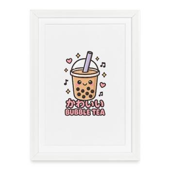 Kawaii Bubble Tea Sticker - Framed poster (27 × 37 cm) - white - Front
