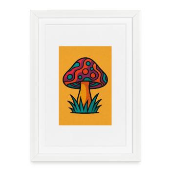 Motif champignon Color explosion - Affiche encadrée (27 × 37 cm) - blanc - Devant