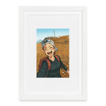 Laughter in the mountains animates adventurer - Framed poster (27 × 37 cm) - white - Front