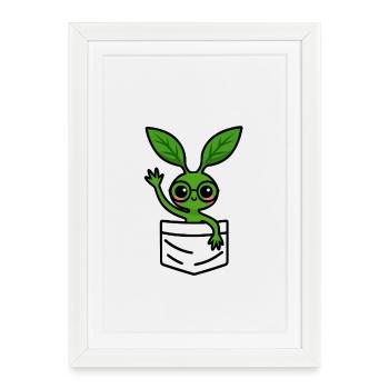 Bowtruckle vert avec des lunettes – convivial - Affiche encadrée (27 × 37 cm) - blanc - Devant