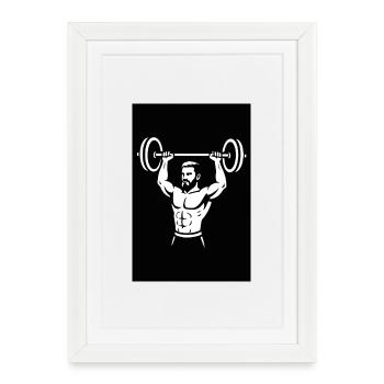 Powerful Dumbbell Illustration - Framed poster (27 × 37 cm) - white - Front