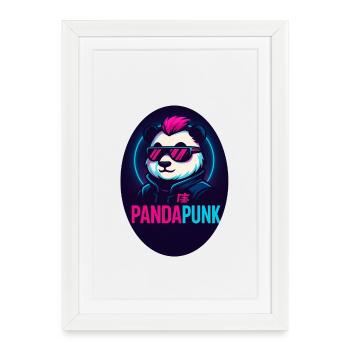 PandaPunk Neon Cyber Panda - Framed poster (27 × 37 cm) - white - Front
