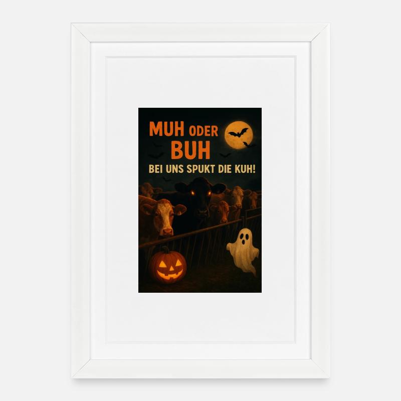 Kuhwitz Halloween Cow Spectacle - Framed poster (27 × 37 cm) - white