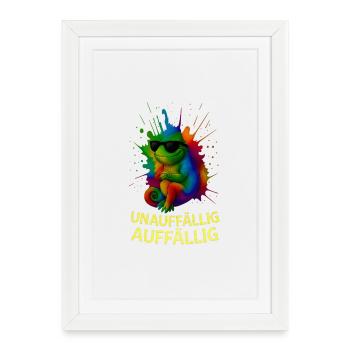 Caméléon arc-en-ciel avec style - Affiche encadrée (27 × 37 cm) - blanc - Devant
