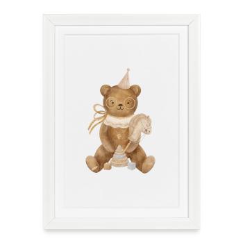 Ourson  fête d'anniversaire - Affiche encadrée (27 × 37 cm) - blanc - Devant