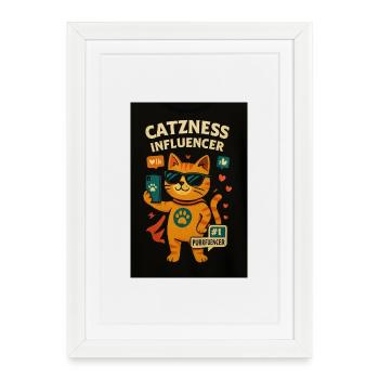 Cat influencer with sunglasses - Framed poster (27 × 37 cm) - white - Front