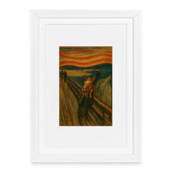 Horse in Scream Style Bridge - Framed poster (27 × 37 cm) - white - Front