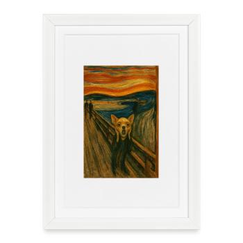 Chien d’effroi sur le sentier côtier - Affiche encadrée (27 × 37 cm) - blanc - Devant